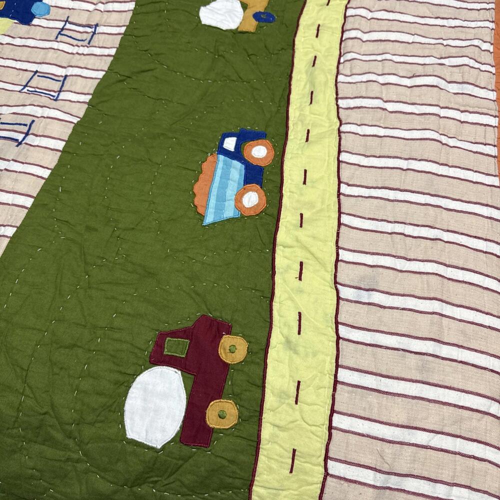 Vintage Company Kids Twin Size Quilt Trains Planes Dump Trucks Sail Boats Unique - Picture 2 of 10